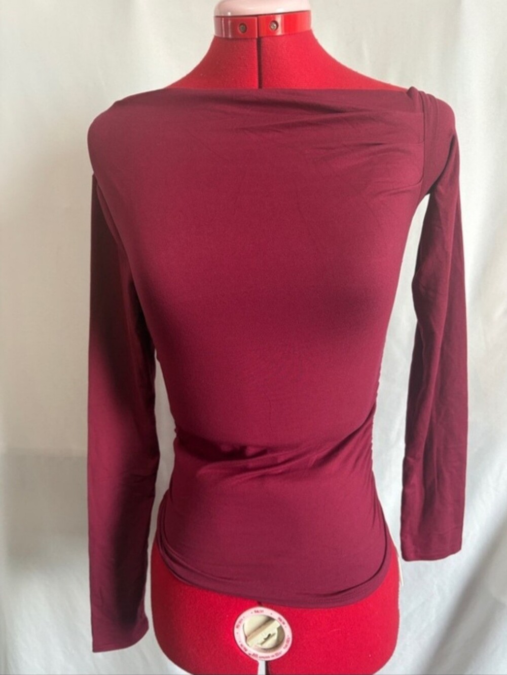 Off-Shoulder Long Sleeve Top in Deep Burgundy XS175